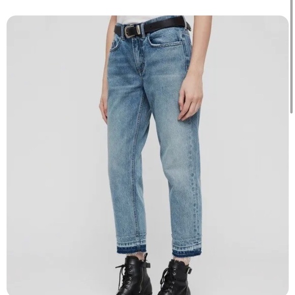 ALL SAINTS DENIM Boys Frayed Ty Jean in Mid Indigo size 25 Button Fly - Picture 14 of 14